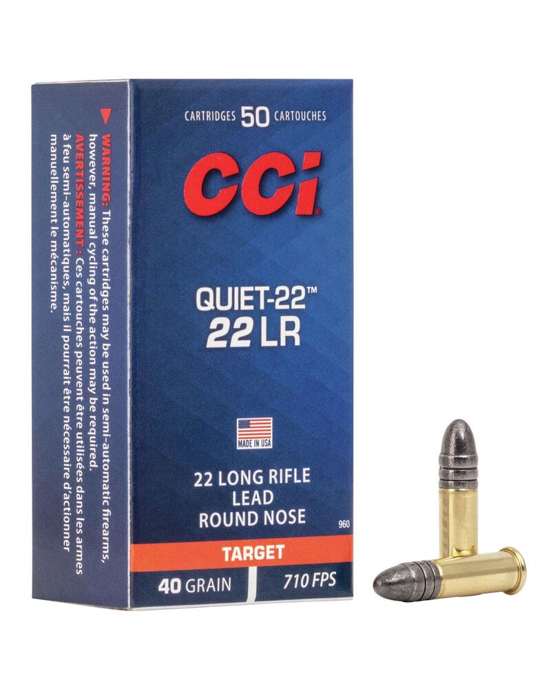 CCI Quiet-22 40 gr LRN .22 LR Ammunition 50 Rounds - 960 - Cci