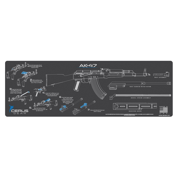Cerus Gear ProMat 12" x 36" x 3 mm Instructional Mat, Charcoal Gray/Cerus Blue - Cerus Gear
