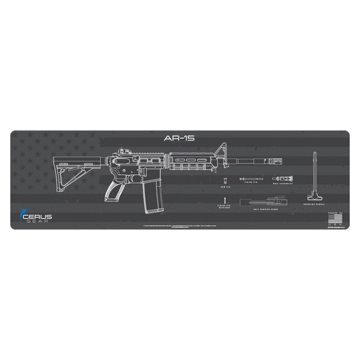 Cerus Gear ProMat 14" x 48" x 3 mm Shadow Board Magnum Mat, Charcoal Gray/Cerus Blue - 