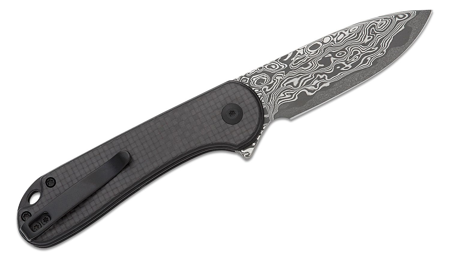 CIVIVI Elementum II Twill Carbon Fiber Overlay On Black G10 Handle Damascus Blade C18062PB-DS1 - Civivi