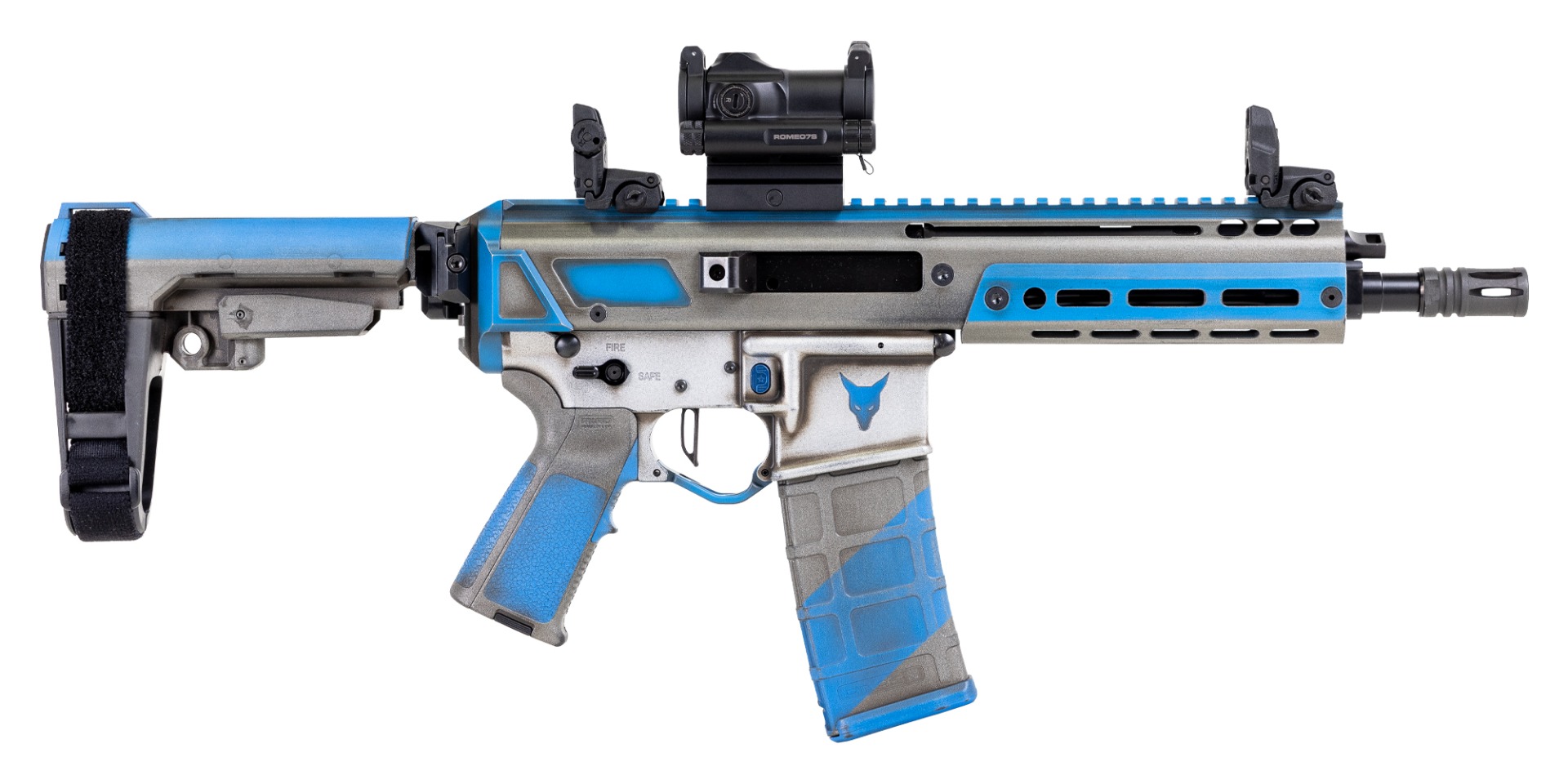 PSA Custom Jakl 8.5" 300 Blackout Pistol W/ PSA Custom Flatbow FCG, Romeo 7s Green Dot, Storm Forged Blue - Psa Custom