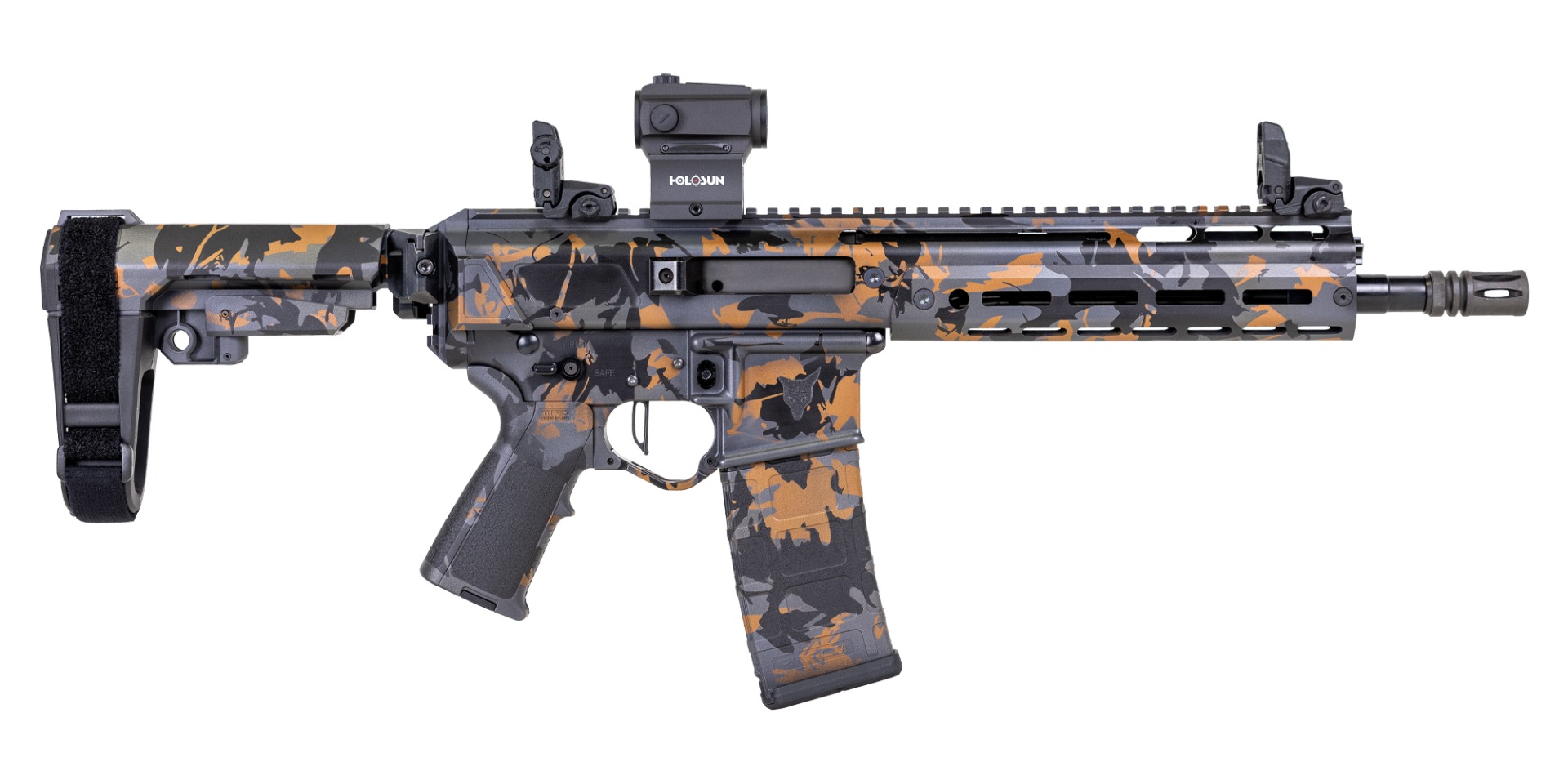 PSA Custom Jakl 10.5" 5.56 NATO 1/7 Nitride Pistol, Flat FCG, Holosun, Fall Spice Camo - Psa Custom