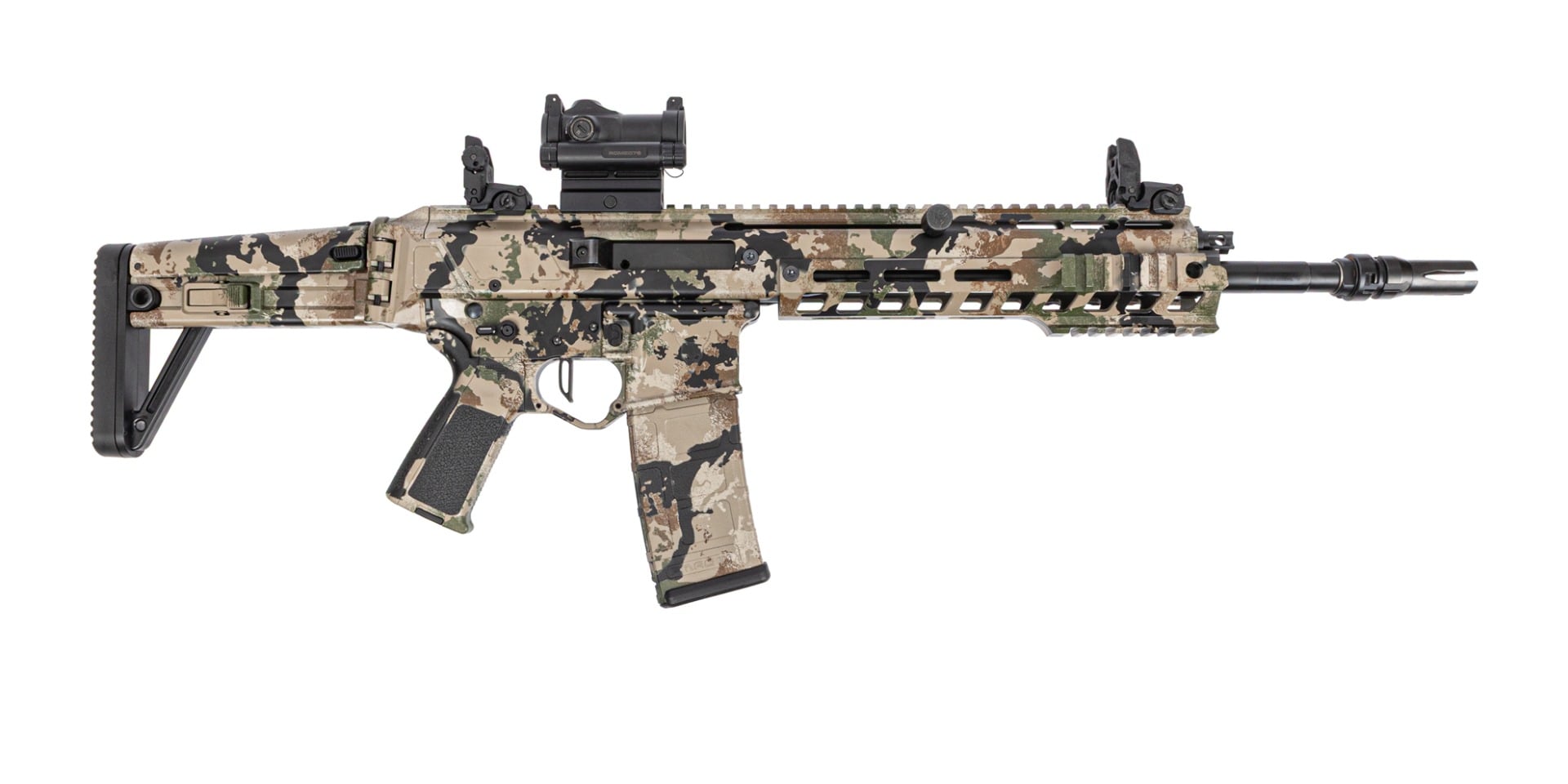 PSA Custom Jakl 13.7 5.56 Pin & Welded Rifle W/ PSA Custom Flatbow FCG, Romeo 7s Reddot, Partial Picatinny Lower Hand Guard - Wraith