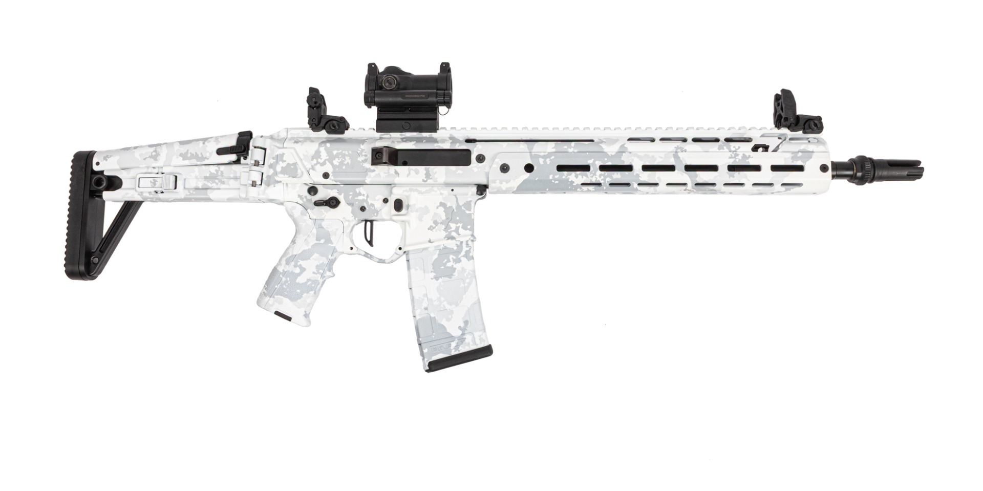 PSA Custom 5.56 Jakl 14.5" Pin & Welded Rifle W/ PSA Custom Flatbow FCG, Romeo 7S Reddot - Ghost Camo - Psa Custom
