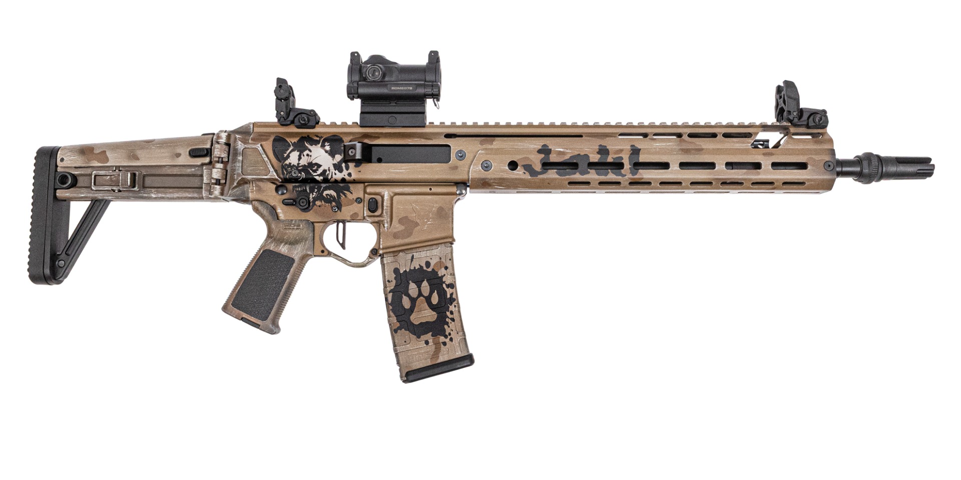 PSA Custom Jakl 14.5" Rifle 5.56 NATO 1:7 Nitride W/ Knurled CH, BCG, 3.5 Flat FCG, MBUS - Kakl Jakl - Psa Custom