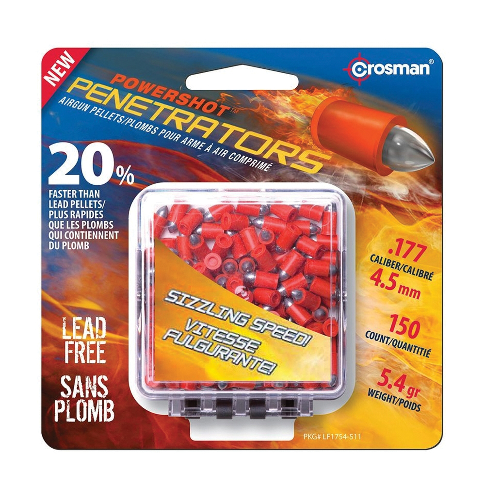 Crosman Powershot Fast Flight Penetrator .177 Caliber Pointed High-Velocity Pellet, 5.40 gr 150rds - Crosman