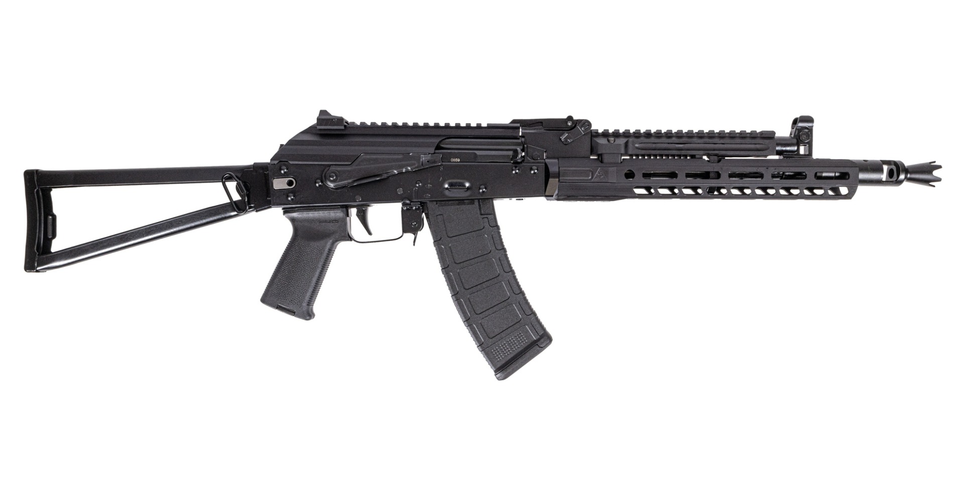 PSA AK-105 Side Folding Rifle w/Pinned and Welded extended booster, PSA-SLR SOLO 11" Rail, Triangle Stock, Toolcraft Bolt, Trunnion, and Carrier - Palmetto State Armory