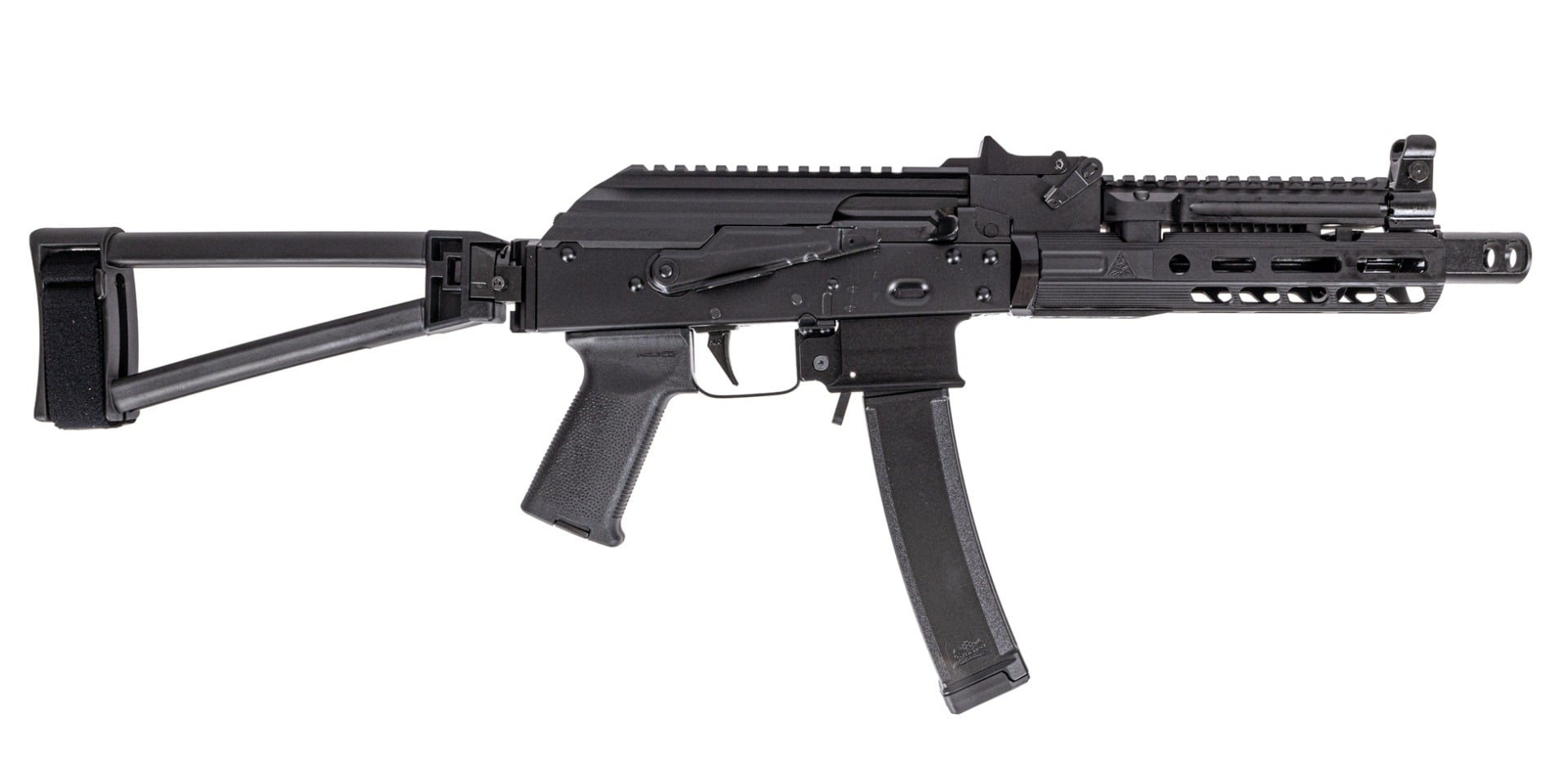 PSA AK-V 9mm Triangle Folding Pistol with ALG Trigger, and PSA-SLR SOLO 7.5" Rail - Palmetto State Armory