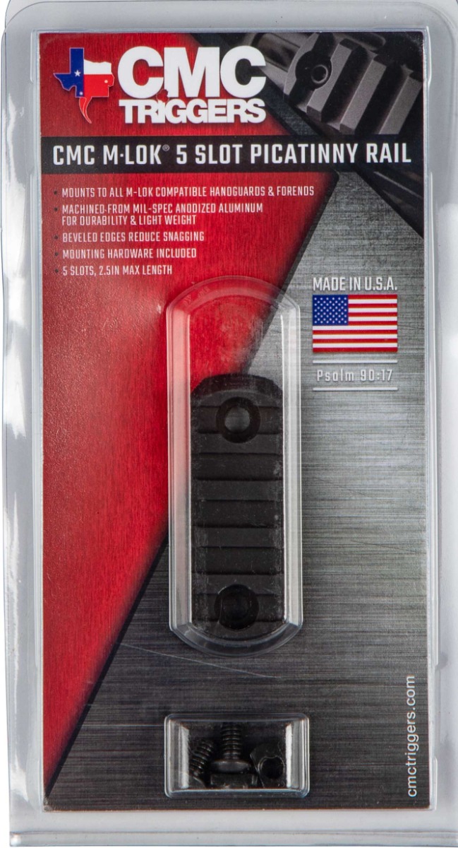 CMC M-LOK Picatinny Rail Section 5 Slot, Black - 81722 - Cmc