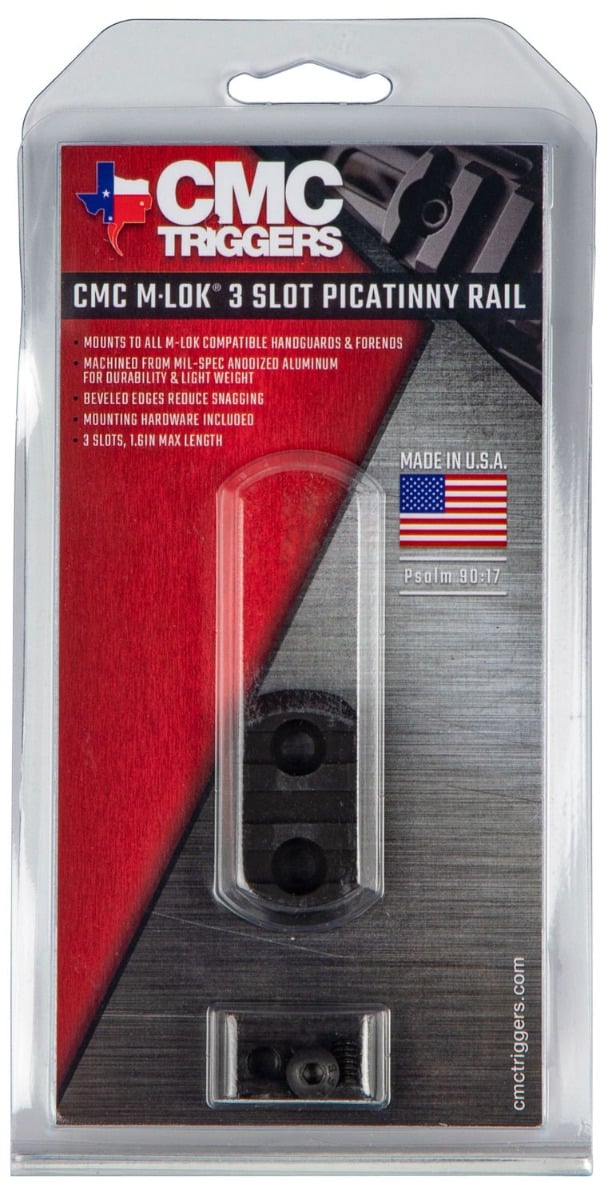 CMC Triggers M-Lok 3 Slot Picatinny Rail, Black - 81721 - Cmc