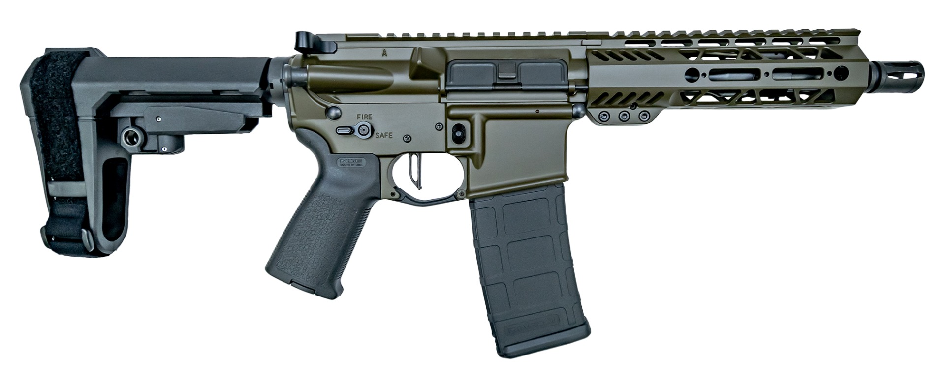 PSA Custom 7.5" 5.56 NATO 1/7 Phosphate 7" Lightweight M-Lok Pistol W/ 3.5lb Flatbow FCG - ODG - Psa Custom