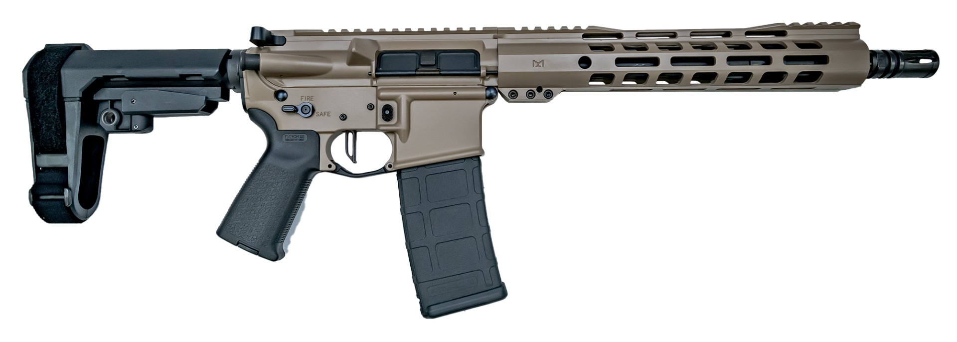 PSA Custom 11.5" 5.56 Nato 1/7 Nit 10" M-Lok W/3.5lb Flatbow FCG - Tan - Psa Custom