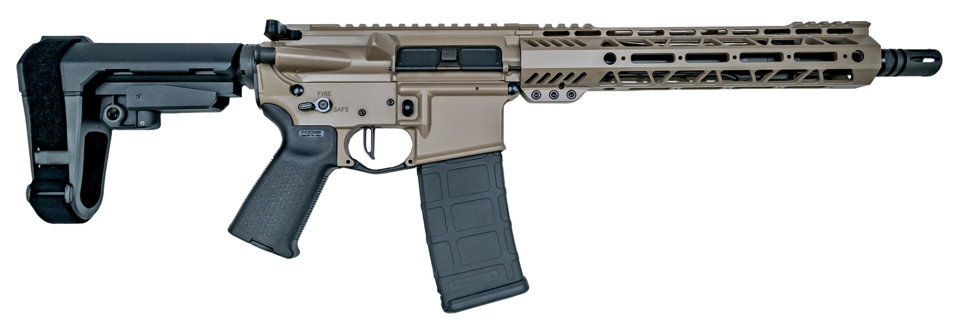 PSA Custom 11.5" Carbine-Length 5.56 1/7 Phosphate 10.5" LTWT M-Lok Pistol - Tan - Psa Custom