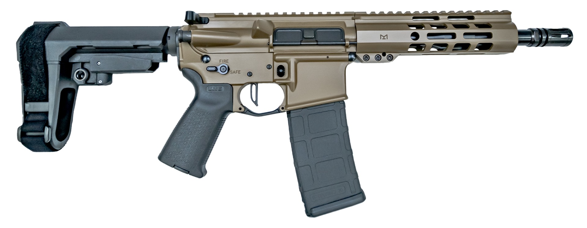PSA Custom 8.5" PL 5.56 NATO 1/7 Nit 7" M-lok Pistol W/3.5lb Flatbow FCG, Coyote - Psa Custom