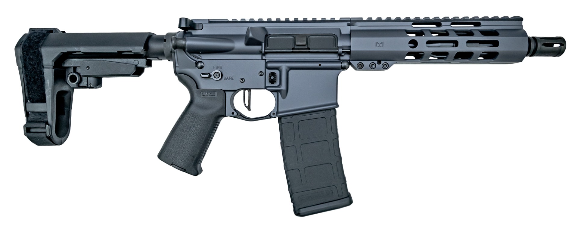 PSA Custom 7.5" 5.56 NATO 1/7 Phosphate 7" Lightweight M-Lok Pistol W/ 3.5lb Flatbow FCG, Grey - Psa Custom