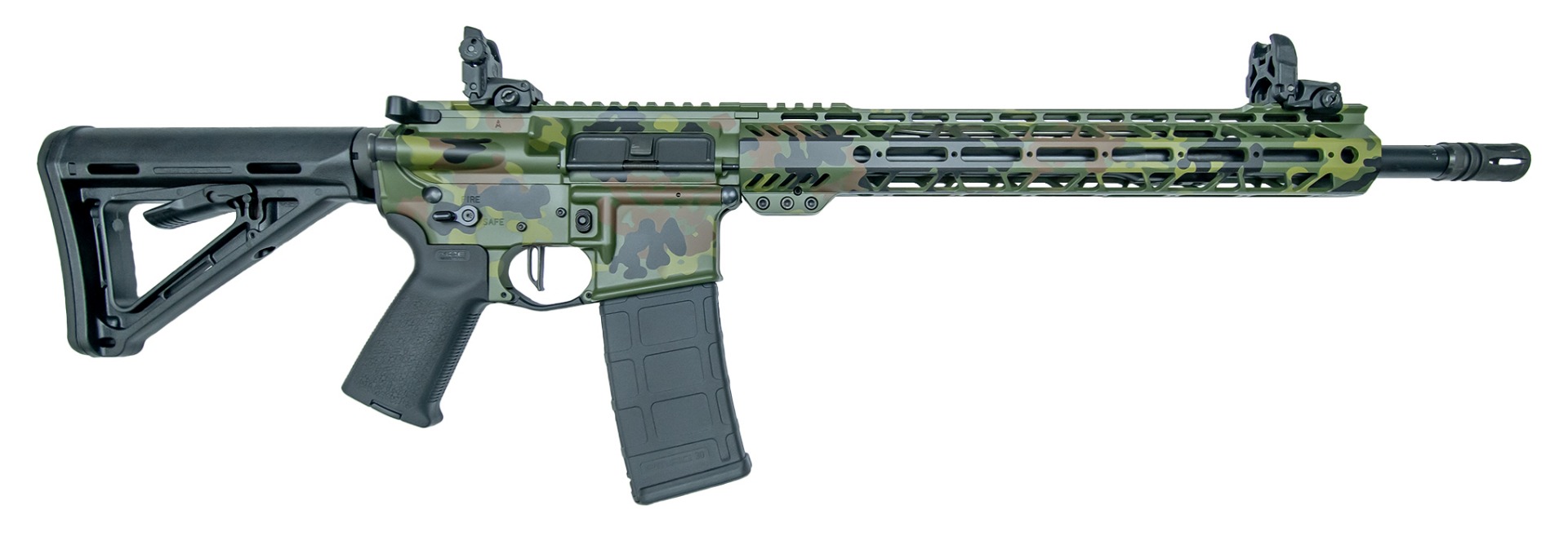 PSA Custom 16" Mid 5.56 NATO 1/7 13.5" Mlok MOE Rifle W/ PSA Custom 3.5lb Flatbow FCG - Flecktarn - Psa Custom