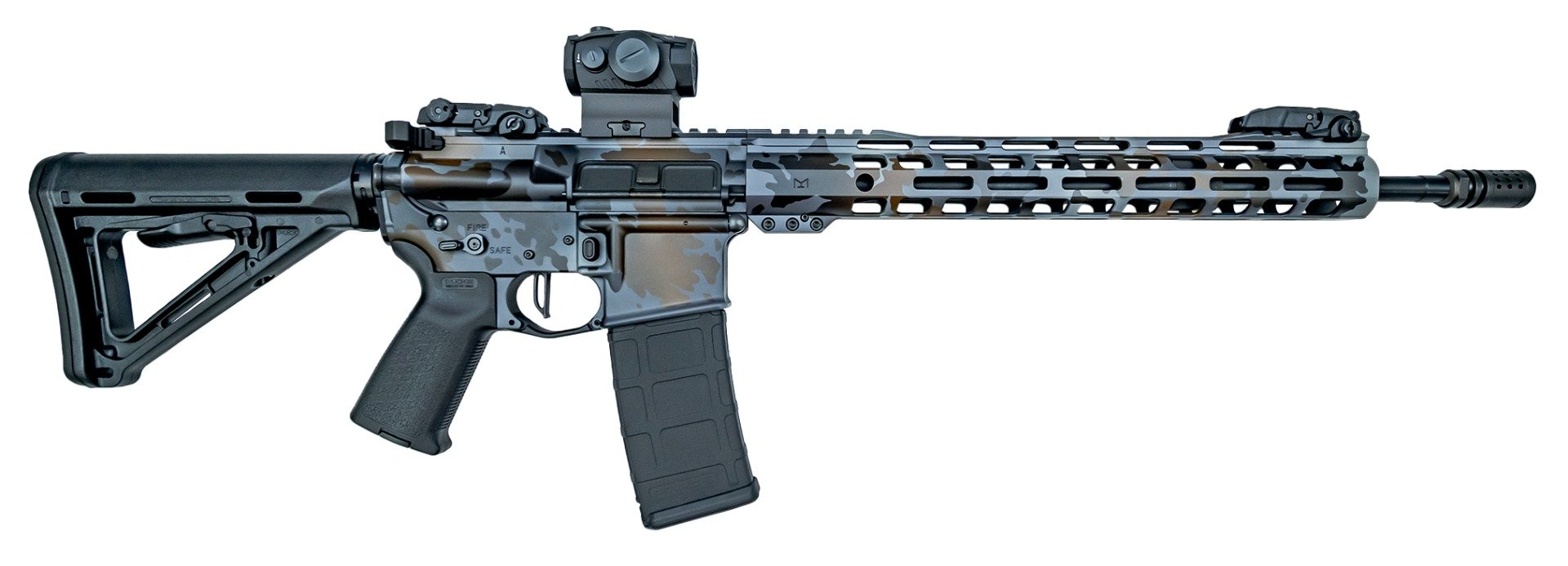 PSA Custom 16" Mid Pencil 5.56 1:7 Nitride 13.5" Lwght MLOK Rifle, 3.5 Flat FCG, Romeo 5 - Dusk Fall - Psa Custom