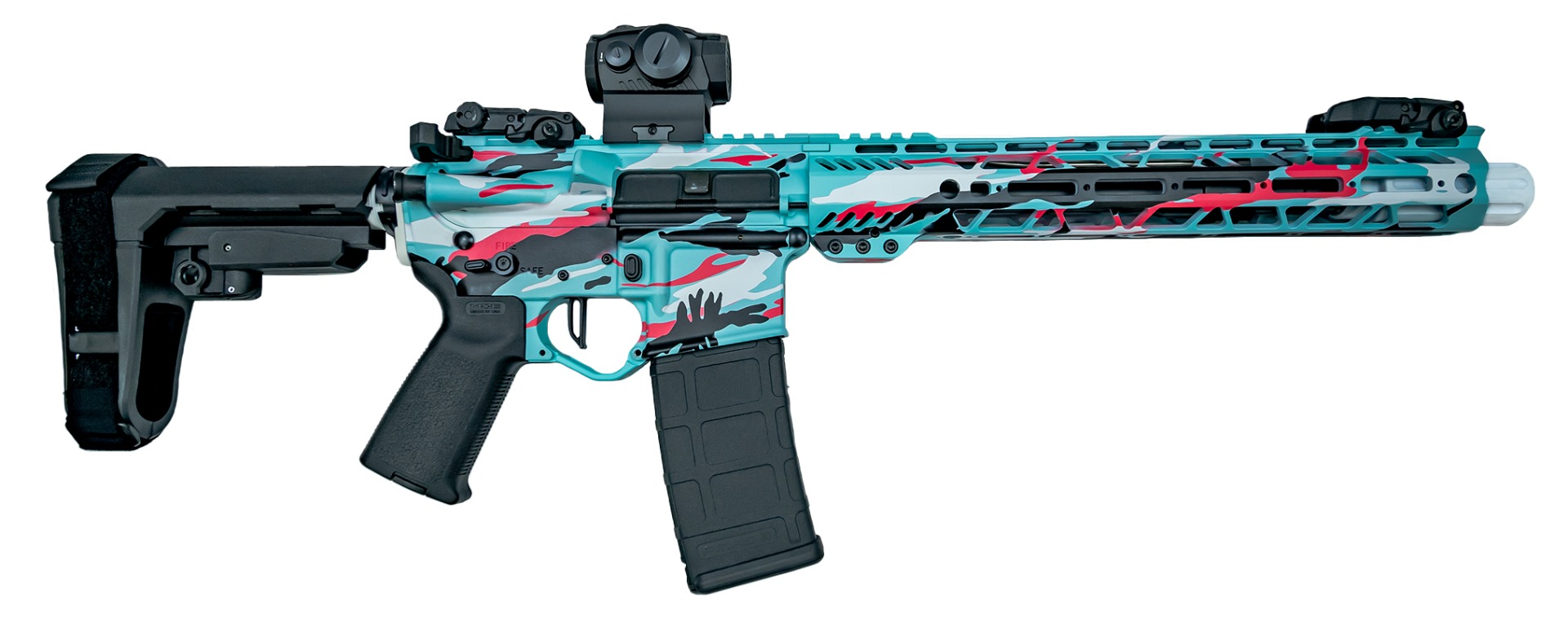 PSA Custom 10.5" CL 5.56 NATO 1/7 Nit 12" Slant Pistol w/ PSAC 3.5lb Flat, SIG Romeo 5 -Miami Vibe - Psa Custom