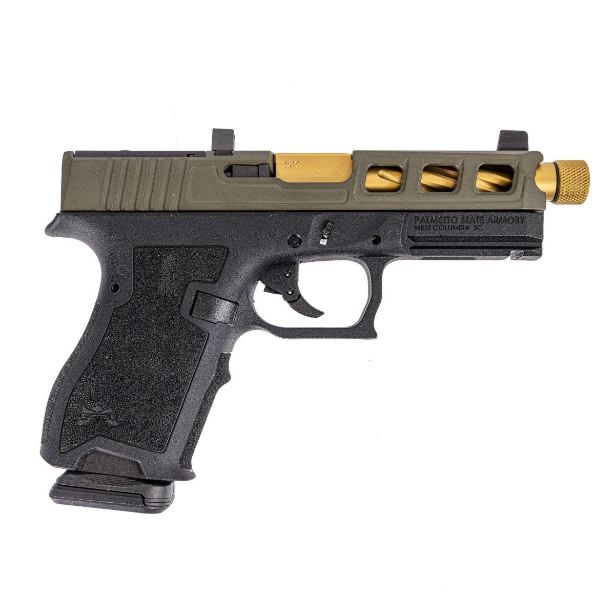 PSA Dagger Compact 9mm Pistol With SW3 RMR Slide & TiN Spiral Fluted Barrel, 2-Tone Sniper Green - Palmetto State Armory