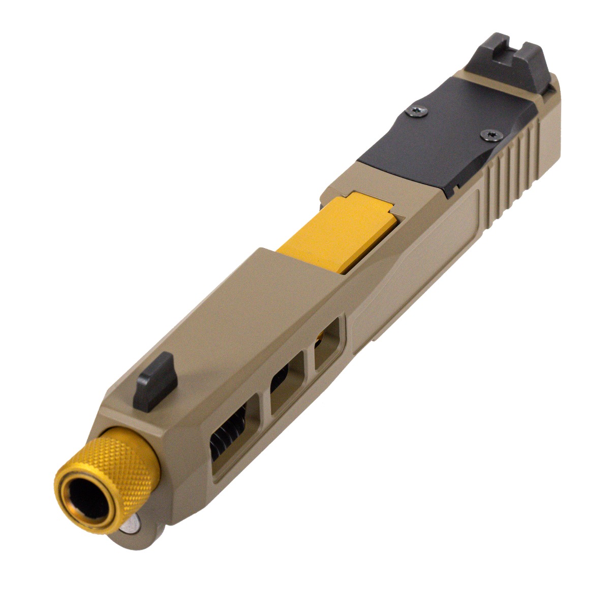 PSA Dagger Complete SW1 RMR Slide Assembly W/Gold Threaded Barrel, Flat Dark Earth - Palmetto State Armory