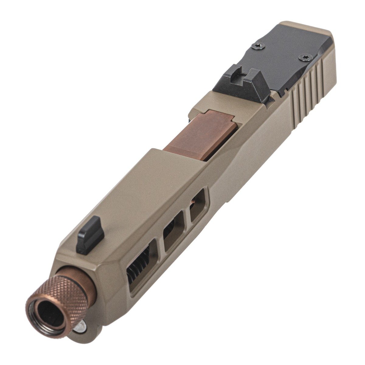 PSA Dagger Complete SW1 RMR Slide Assembly With Copper Threaded Barrel, FDE - Palmetto State Armory