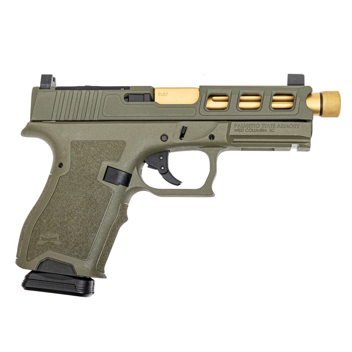 PSA Dagger Complete SW3 RMR Pistol With TIN Fluted Threaded Barrel, Sniper Green - Palmetto State Armory
