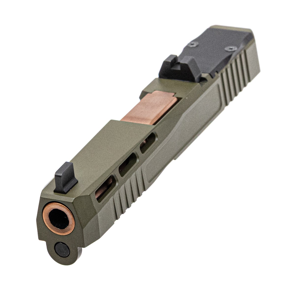PSA Dagger Complete SW1 RMR Slide Assembly With Non-Threaded Fluted Copper Barrel, Sniper Green - Palmetto State Armory