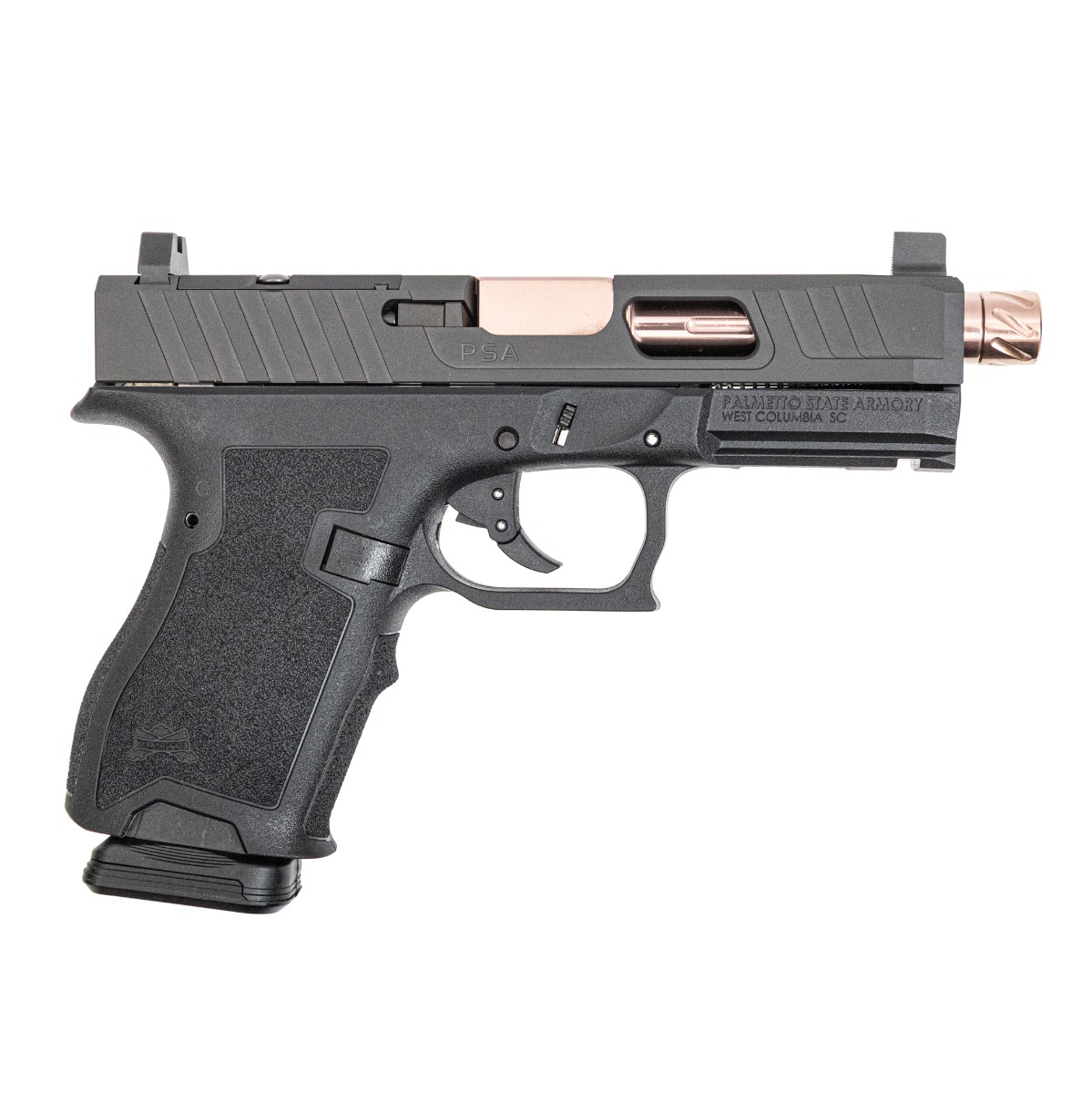 PSA Custom Compact Dagger RMR Pistol With Threaded Rose Gold Barrel, Black - Psa Custom
