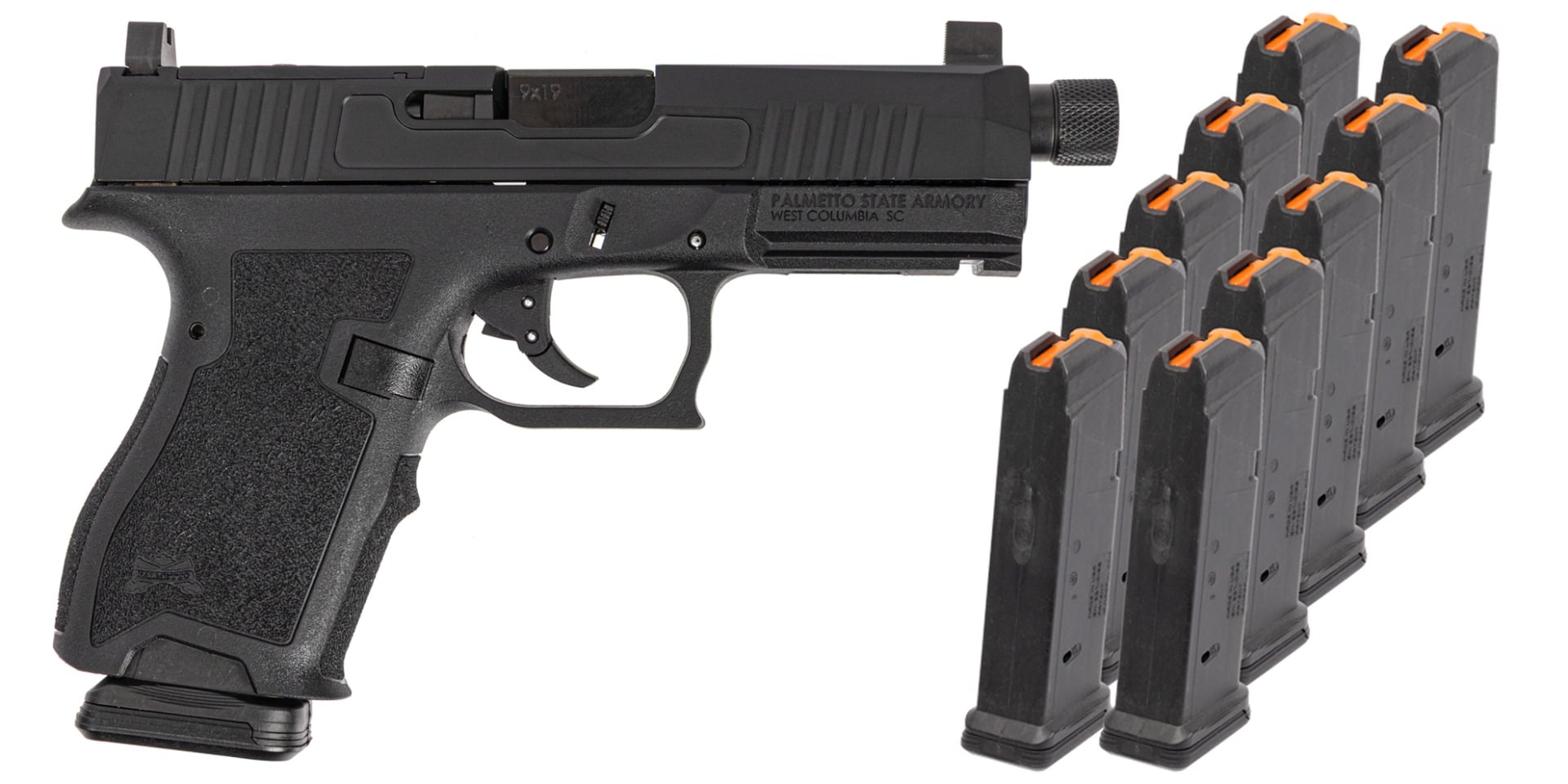 PSA Dagger Compact 9mm RMR Pistol W/Threaded Barrel, 10 - 15rd Magazines, & Pistol Case, Black