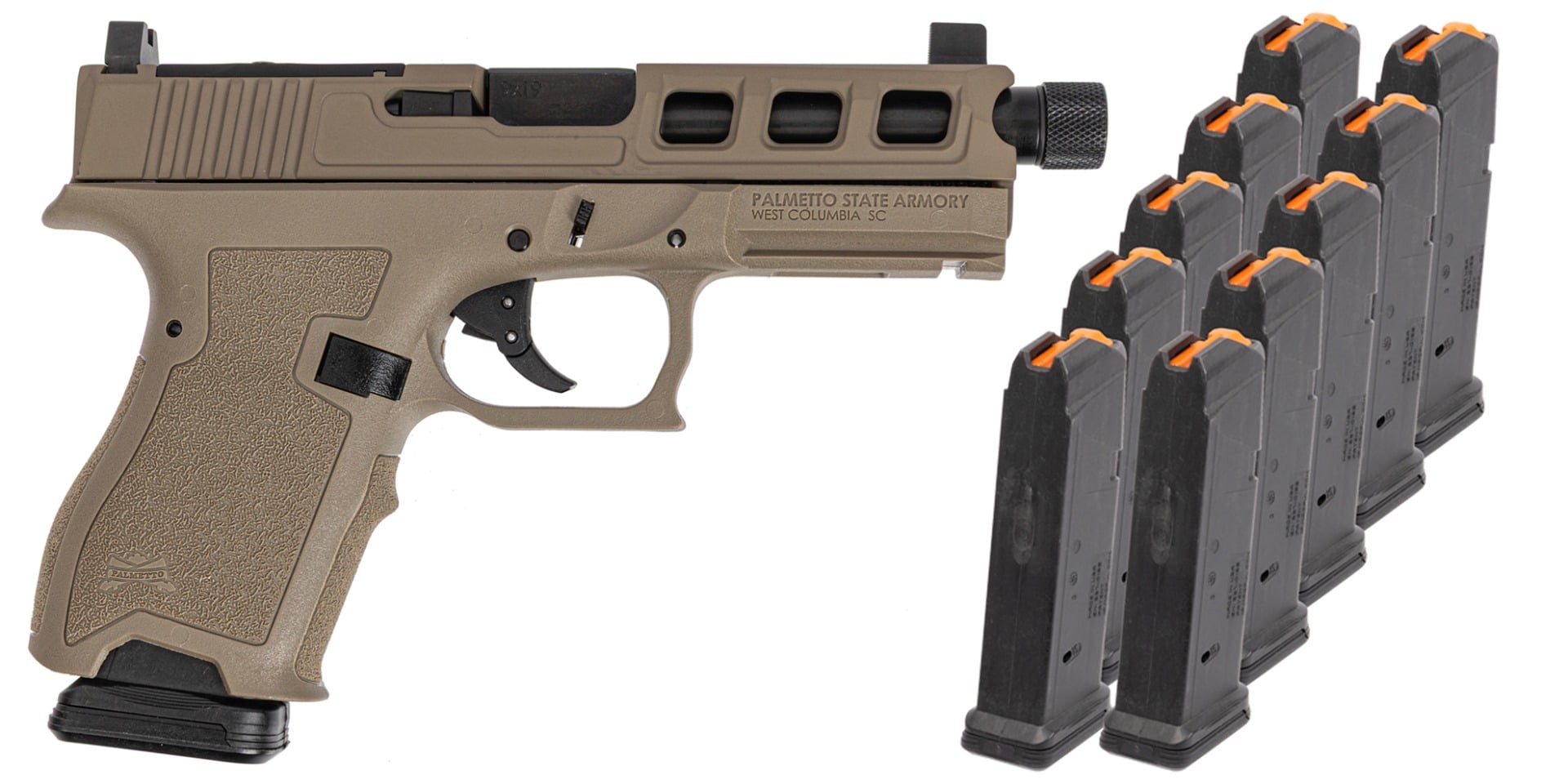 PSA Dagger Compact SW3 RMR Pistol With Threaded Barrel, w/10-15rd Mags, FDE