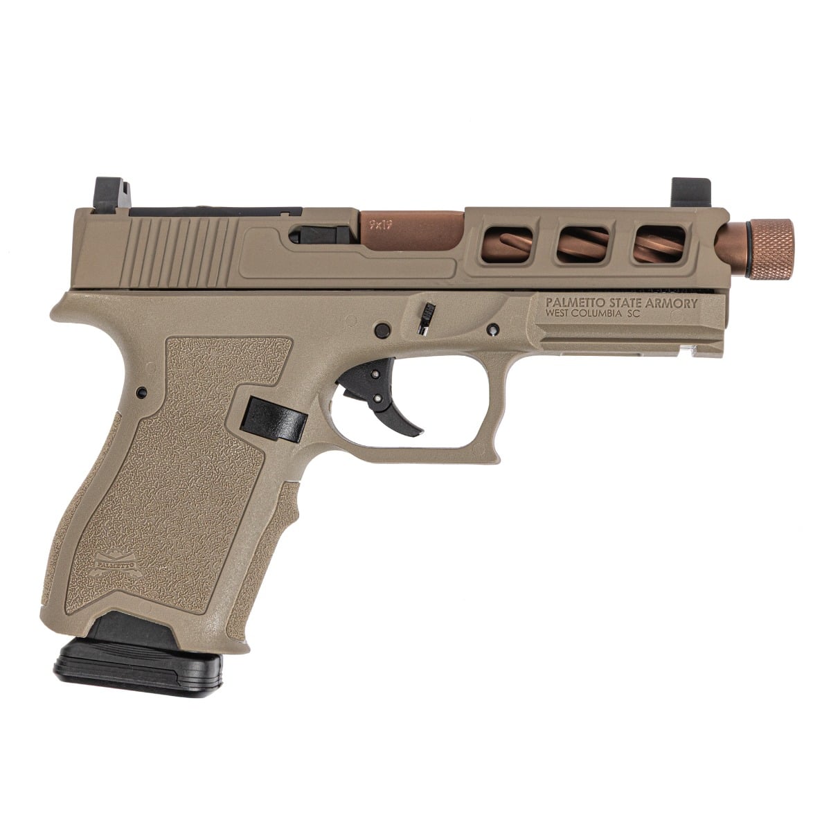 PSA Dagger Compact SW3 RMR Pistol W/Copper Spiral Fluted Threaded Barrel, Flat Dark Earth