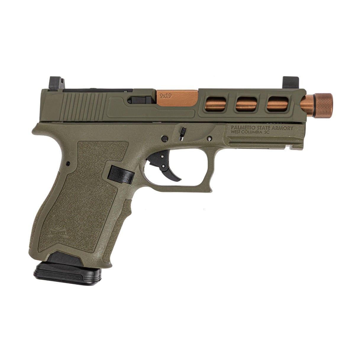 PSA Dagger Compact 9mm Pistol With SW3 ECC RMR Slide & Copper Threaded Barrel, Sniper Green