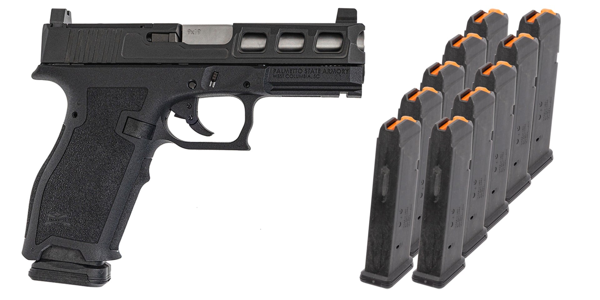 Palmetto State Armory PSA Dagger Full Size - S 9mm SW3 RMR Pistol With Stainless Non-Threaded Barrel  With10 -17rd Magazines and Bag, Black