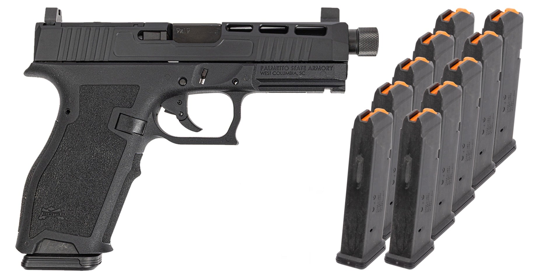 PSA Dagger Full Size - S 9mm SW2 RMR Pistol With Threaded Barrel & 10-17rd Mags, Black