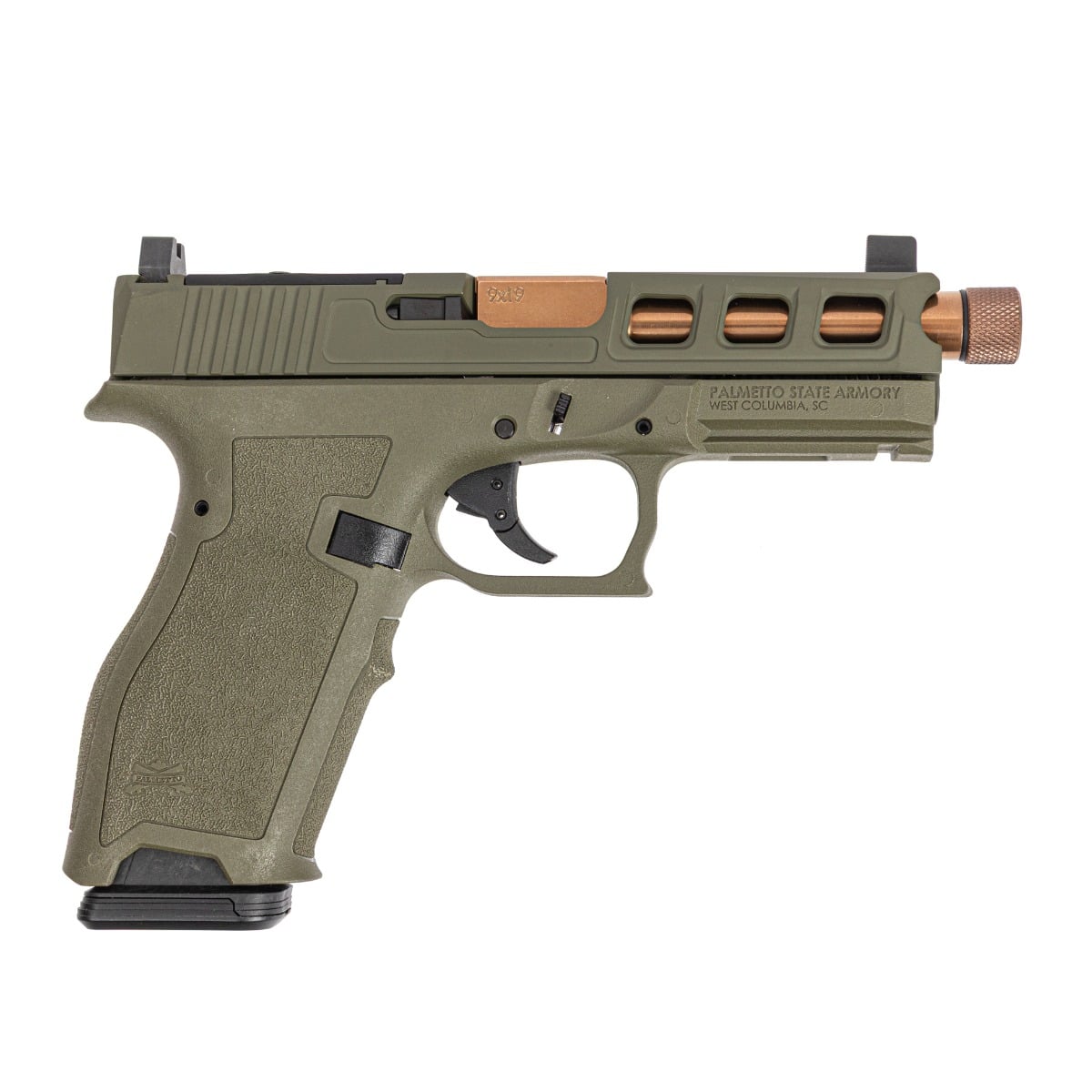 PSA Dagger Full Size - S 9mm SW3 RMR Pistol With Copper Threaded Barrel, Sniper Green