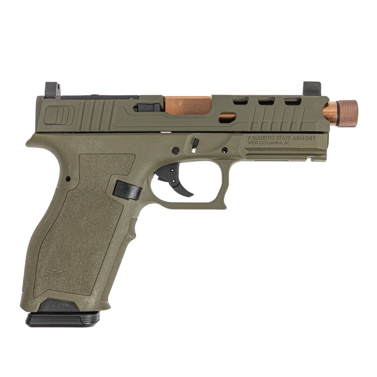 PSA Dagger Full Size - S 9mm Pistol With SWRV2 RMR Slide & Copper Threaded Barrel, Sniper Green