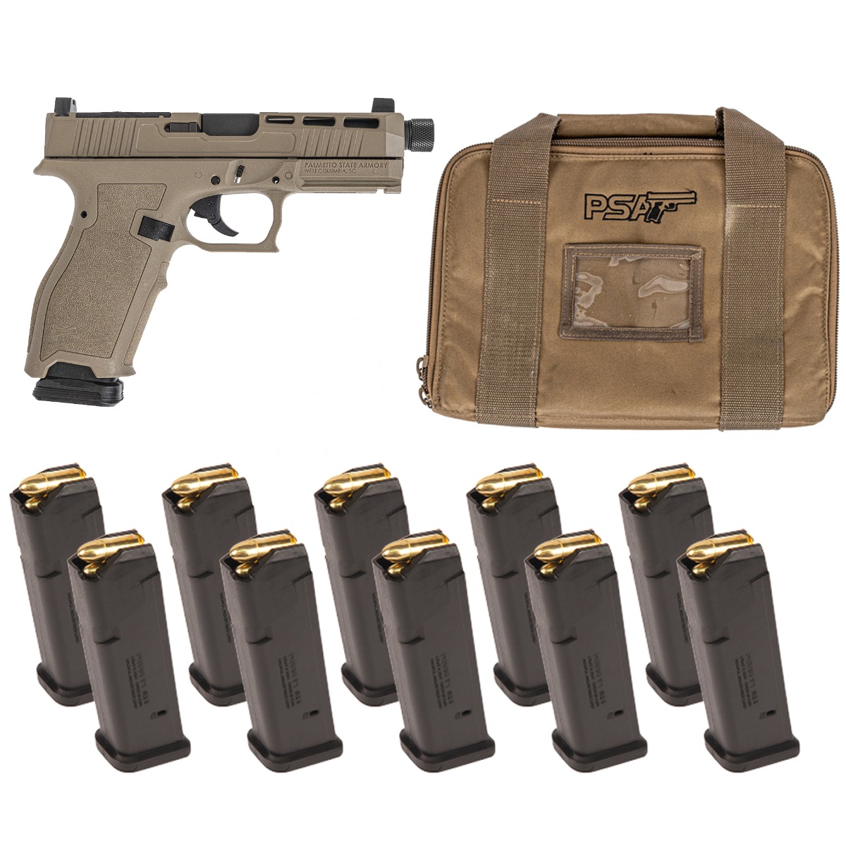 PSA Dagger Full Size-S 9mm Pistol w/ SW2 Doctor Slide, 10 Mags & Bag, FDE - Palmetto State Armory