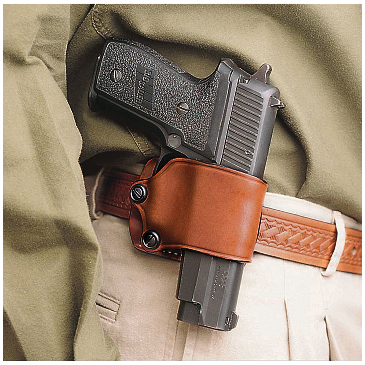 Desantis Gunhide Yaqui Slide Kel-tec P40 OWB Holster RH Leather, Tan - Desantis Gunhide