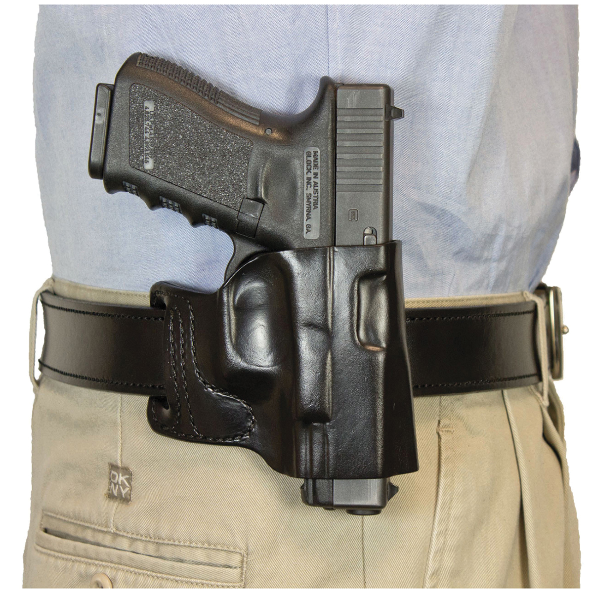 Desantis Gunhide E-Gat Slide Glock G43 OWB Holster RH Leather, Black - Desantis Gunhide