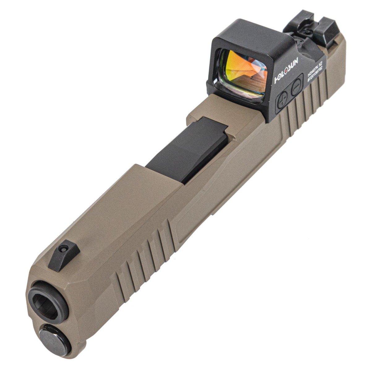 PSA Dagger Micro Complete Slide Assembly, Non-Threaded Barrel - Shield Cut w/ Holosun 407k, Flat Dark Earth