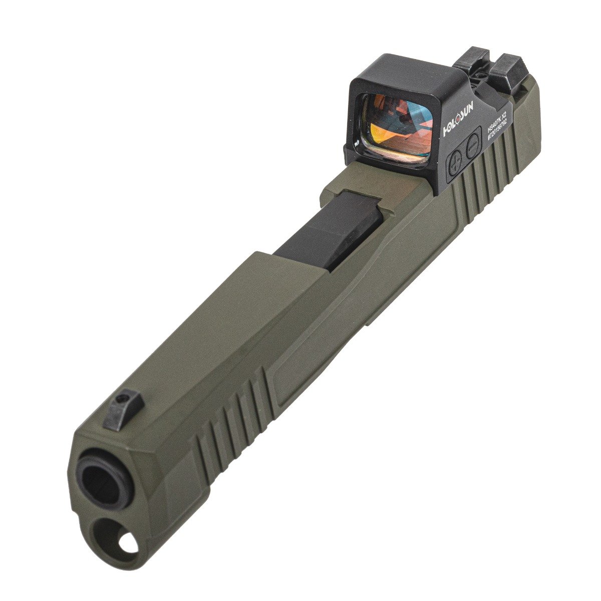 PSA Dagger Micro X-1 Complete Slide Assembly, Non-Threaded Barrel - Shield Cut W/Holosun 407k, Sniper Green