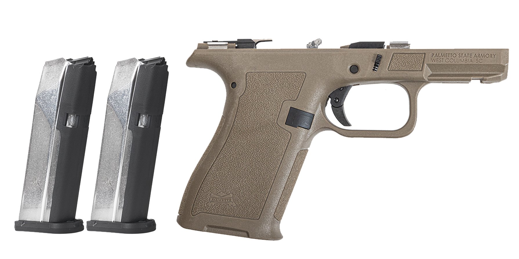 PSA Dagger Micro Complete Frame, FDE With 2-15RD Micro Slick Mags - Palmetto State Armory