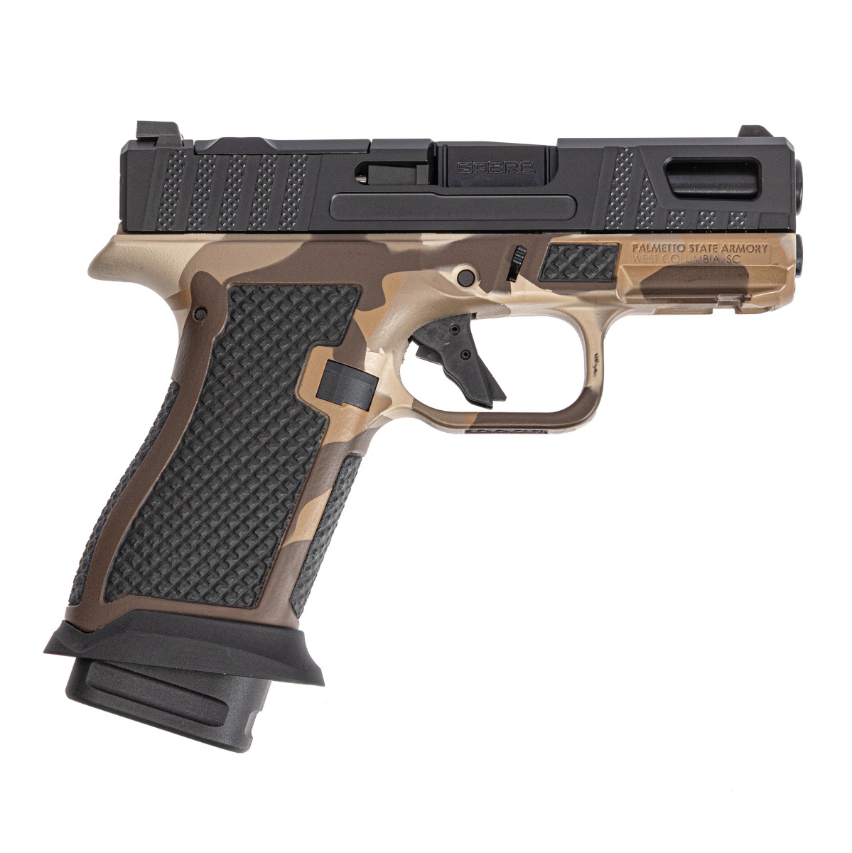 PSA Sabre Dagger Micro 9mm Pistol, w/ Mag Extensions, M81 Desert Camo - Palmetto State Armory
