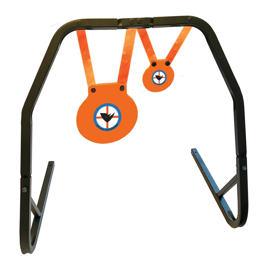 Do-All Outdoors 4"/8" 9mm High Caliber Double Target Gong w/Stand 20" x 24.25" x 25.75", Orange - Do-All Outdoors