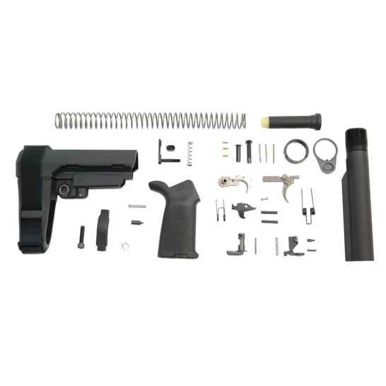 DPMS AR-15 SBA3 Pistol Lower Build Kit MOE Grip & Polished Trigger