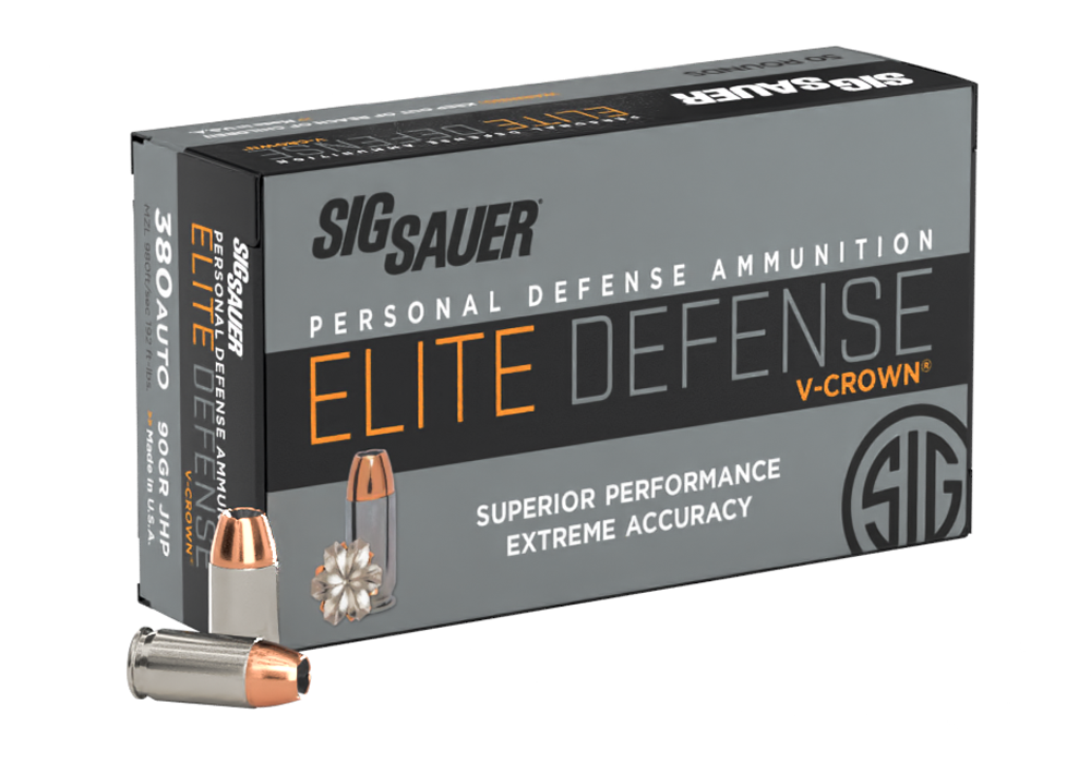 Sig Sauer 380 Auto 90gr V-Crown JHP Ammunition, 50 rounds - E380A1-50 - Sig Sauer