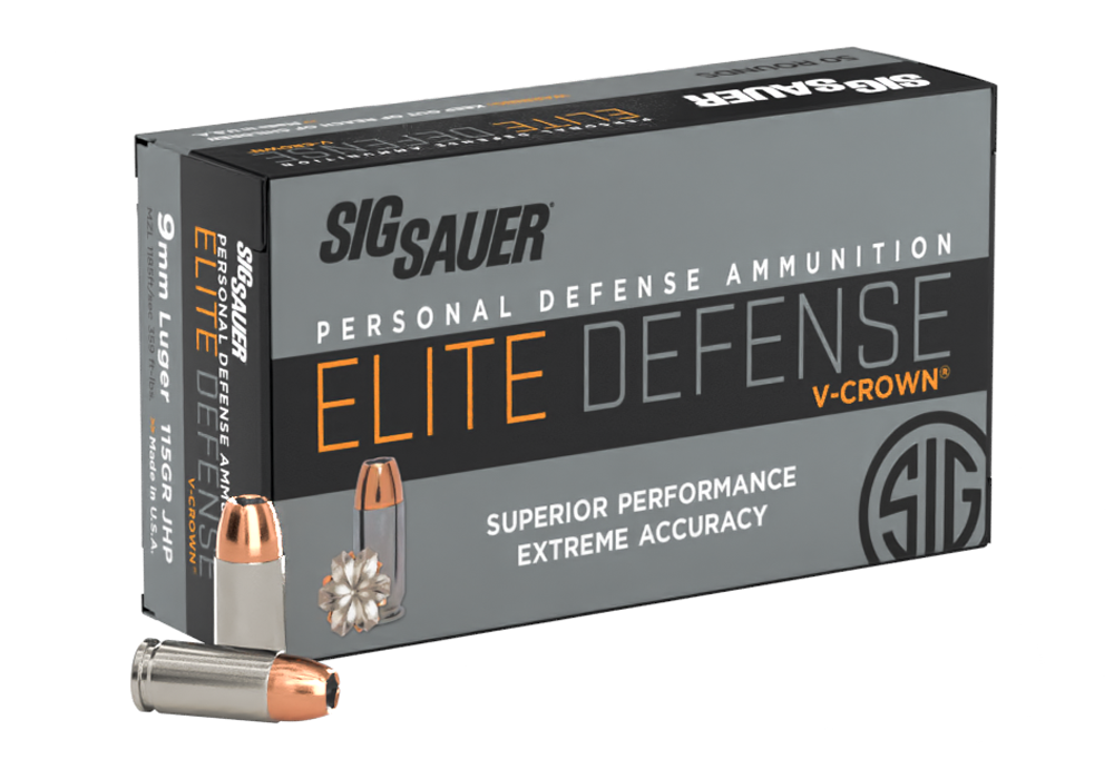 Sig Sauer Elite Performance V-Crown 115 gr JHP 9mm Ammo, 50/box - E9MMA150 - Sig Sauer