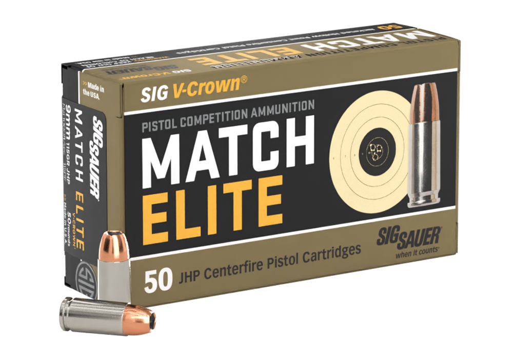Sig Sauer Elite V-Crown 115 gr JHP 9mm Ammo, 20/pack - E9MMA1COMP50 - Sig Sauer
