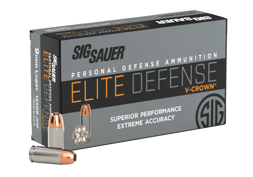 SIG Sauer Elite V-Crown 9mm Ammo 124 Grain JHP 50 rds/box - E9MMA2-50 - Sig Sauer
