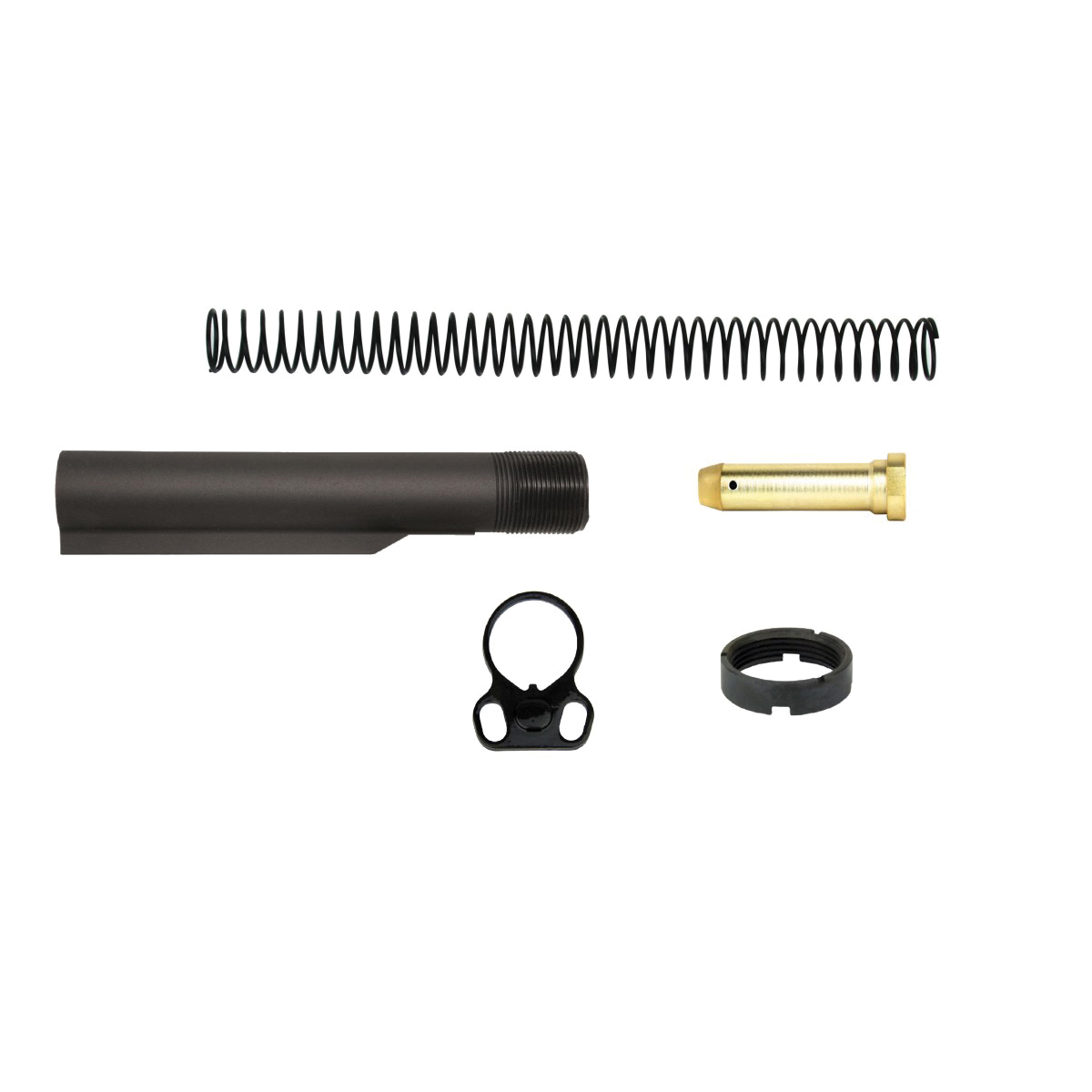 TacFire 6-Postion Mil-Spec Buffer Tube Kit w/Dual Loop End Plate, Black - Tacfire
